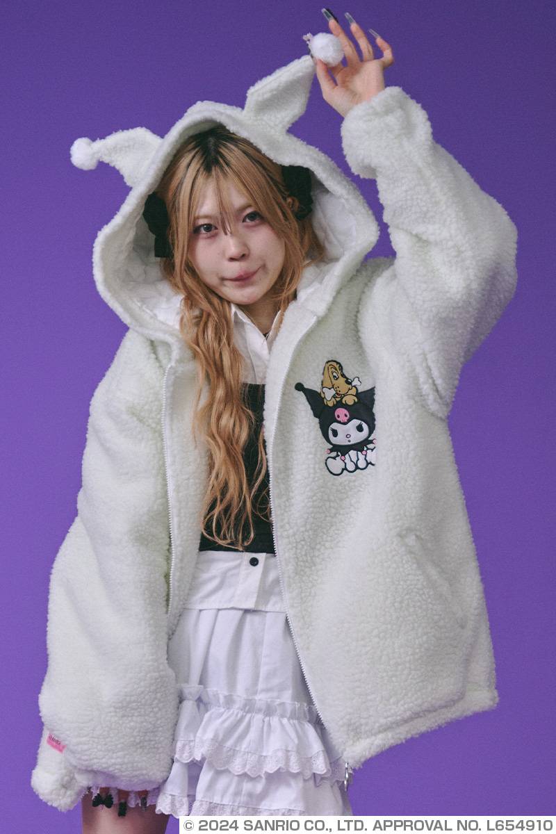 クロミ×GALFY(ガルフィー) モコモコ丸ボアずきんパーカー - O クロミ×GALFY(ガルフィー) モコモコ丸ボアずきんパーカー - O