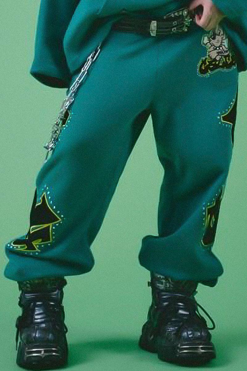 GALFY(ガルフィー) ギャル男BIGロゴスウェットパンツ - GREEN