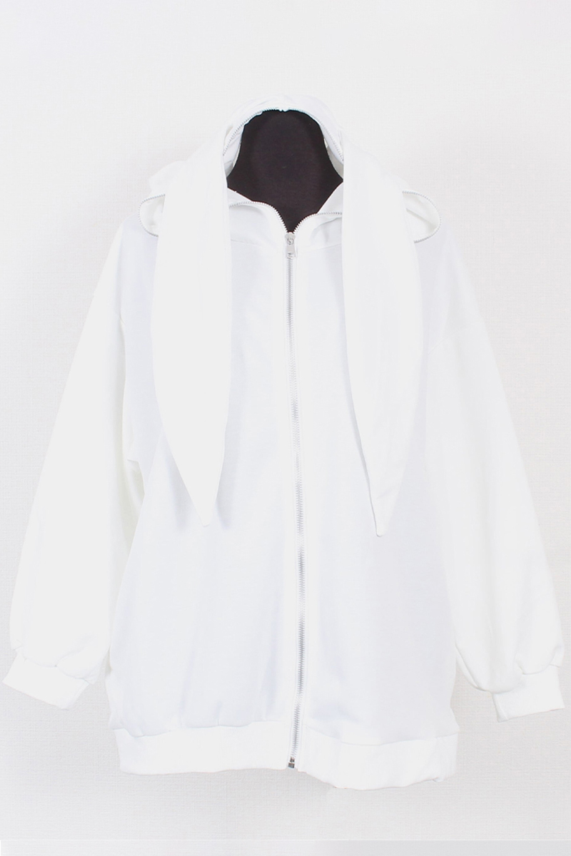 DXMOUVE(ドゥモーヴェ) ロングうさ耳ZIPパーカー WHITE