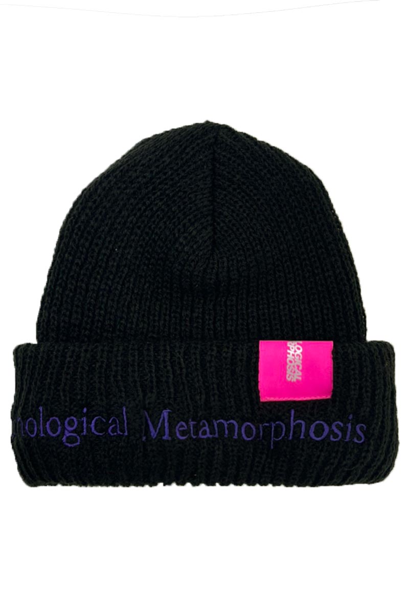 PSYCHOLOGICAL METAMORPHOSIS LOGO KNIT CAP BULACK