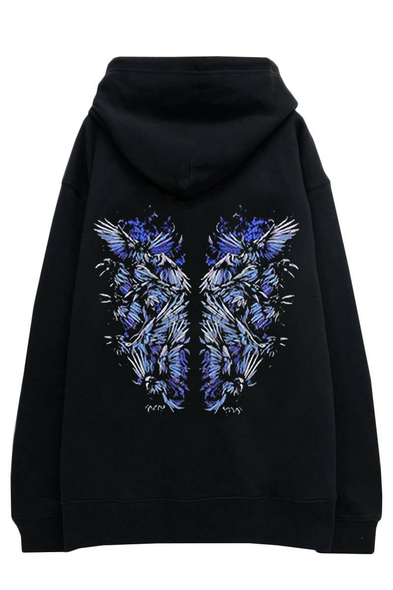BRING ME THE HORIZON UNISEX ZIPPED HOODIE: BLUE CROW WINGS (BACK PRINT)