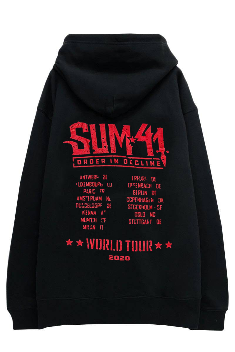 SUM41 UNISEX ZIPPED HOODIE: ORDER IN DECLINE TOUR 2020 (BACK