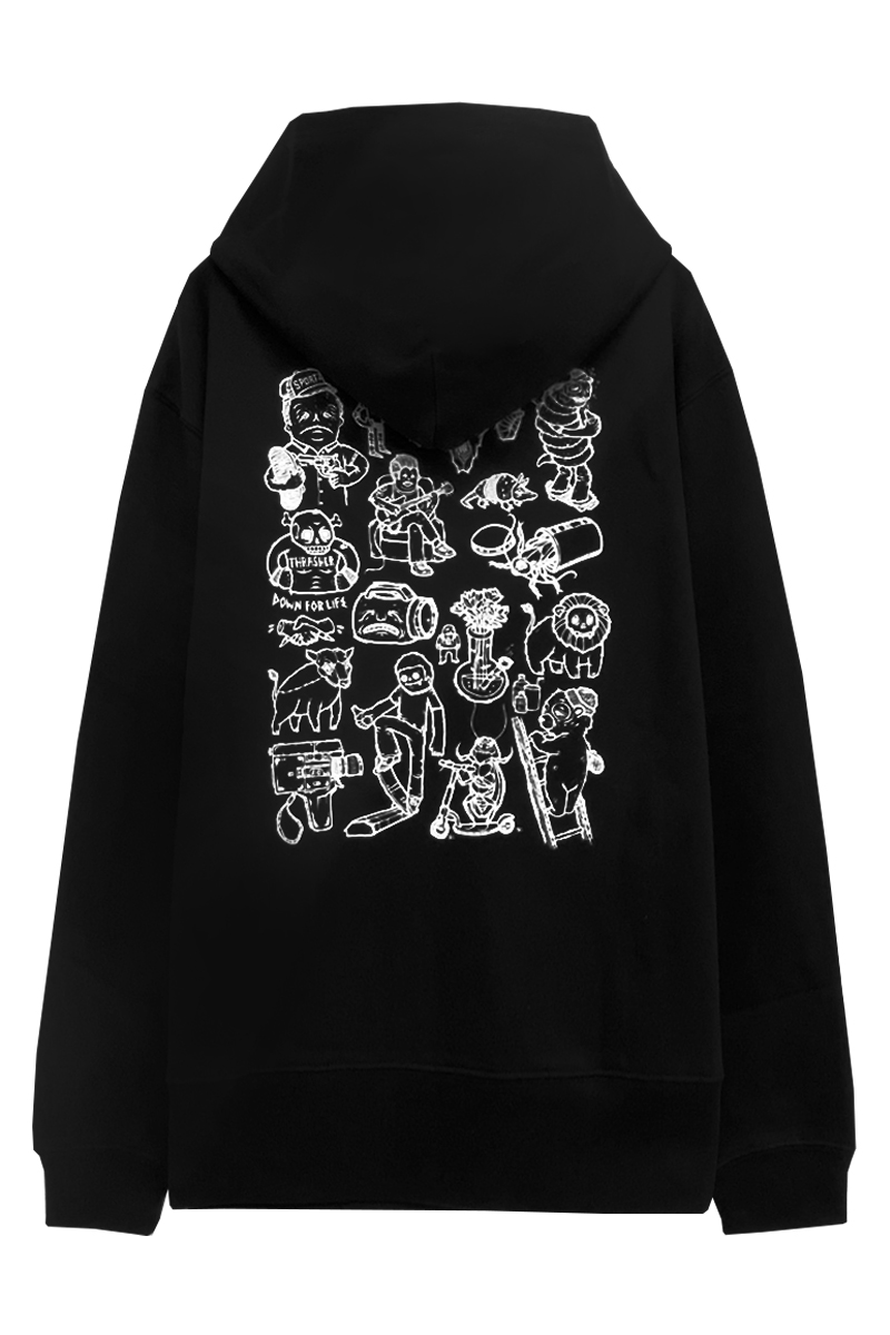 THRASHER (スラッシャー) TH95329VPL Collage by M.Sieben HOODIE BLACK