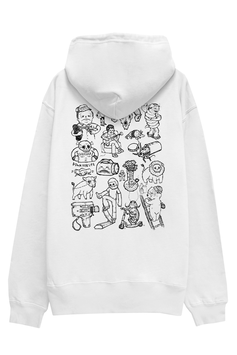 THRASHER (スラッシャー) TH95329VPL Collage by M.Sieben HOODIE WHITE