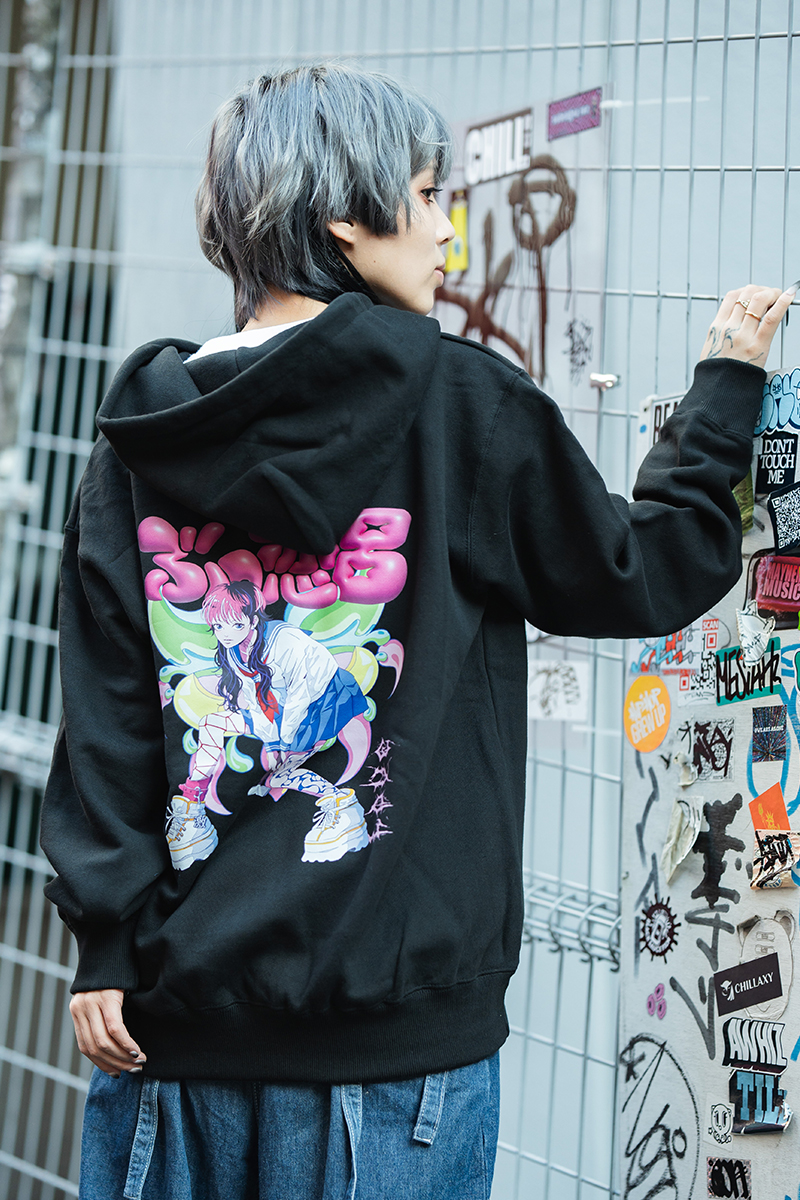 木下百花×ヤツキナツミ×GEKIROCK CLOTHING コラボ・パーカー