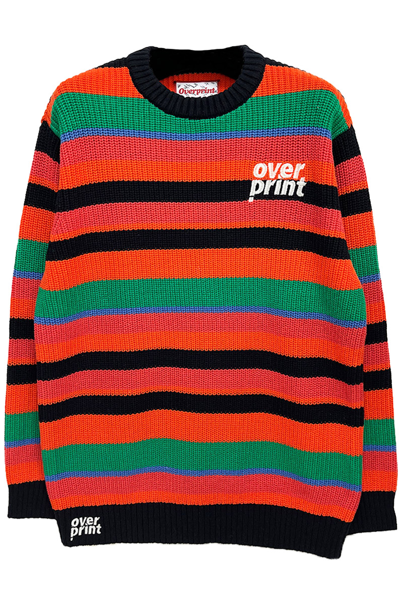 over print(オーバープリント) boader cotton knit (orange)