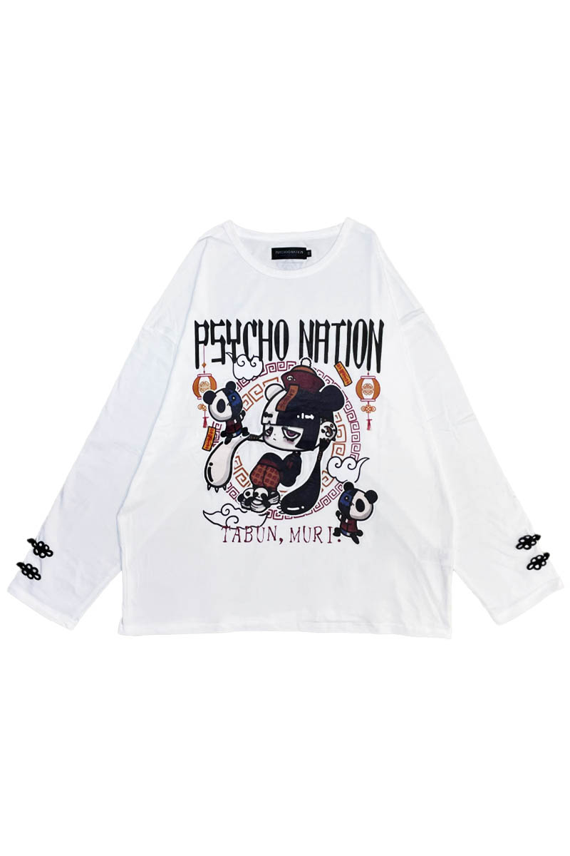 PSYCHO NATION(サイコ・ネーション) 中華パン子ロン・TEE - White