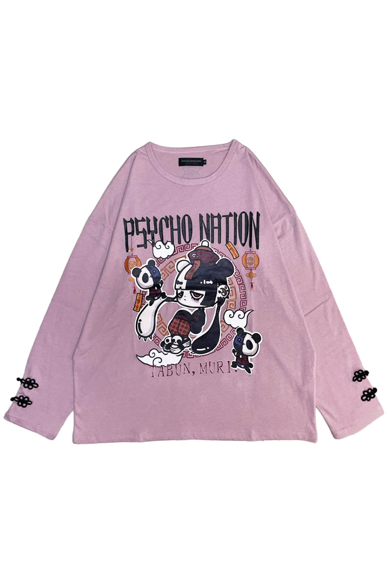 PSYCHO NATION(サイコ・ネーション) 中華パン子ロン・TEE - Pink