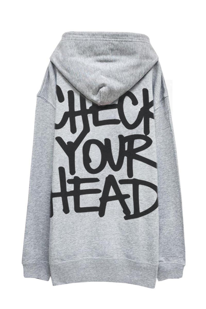 BEASTIE BOYS UNISEX PULLOVER HOODIE: CHECK YOUR HEAD (BACK PRINT) GRAY