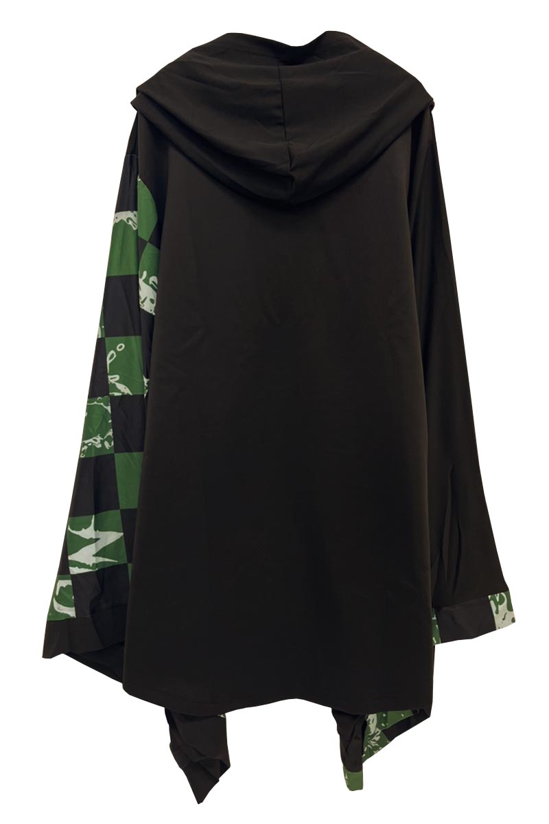 NieR (ニーア) STRETCH着物風袖HALF ZIP PARKA【緑格子柄