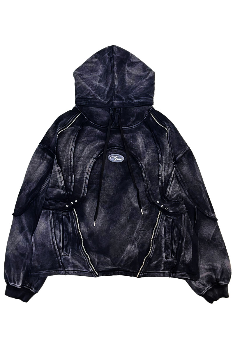 P.N UNDERGROUND(サイコ・ネーション・アンダーグラウンド) カービング切替パーカー - Wash Black