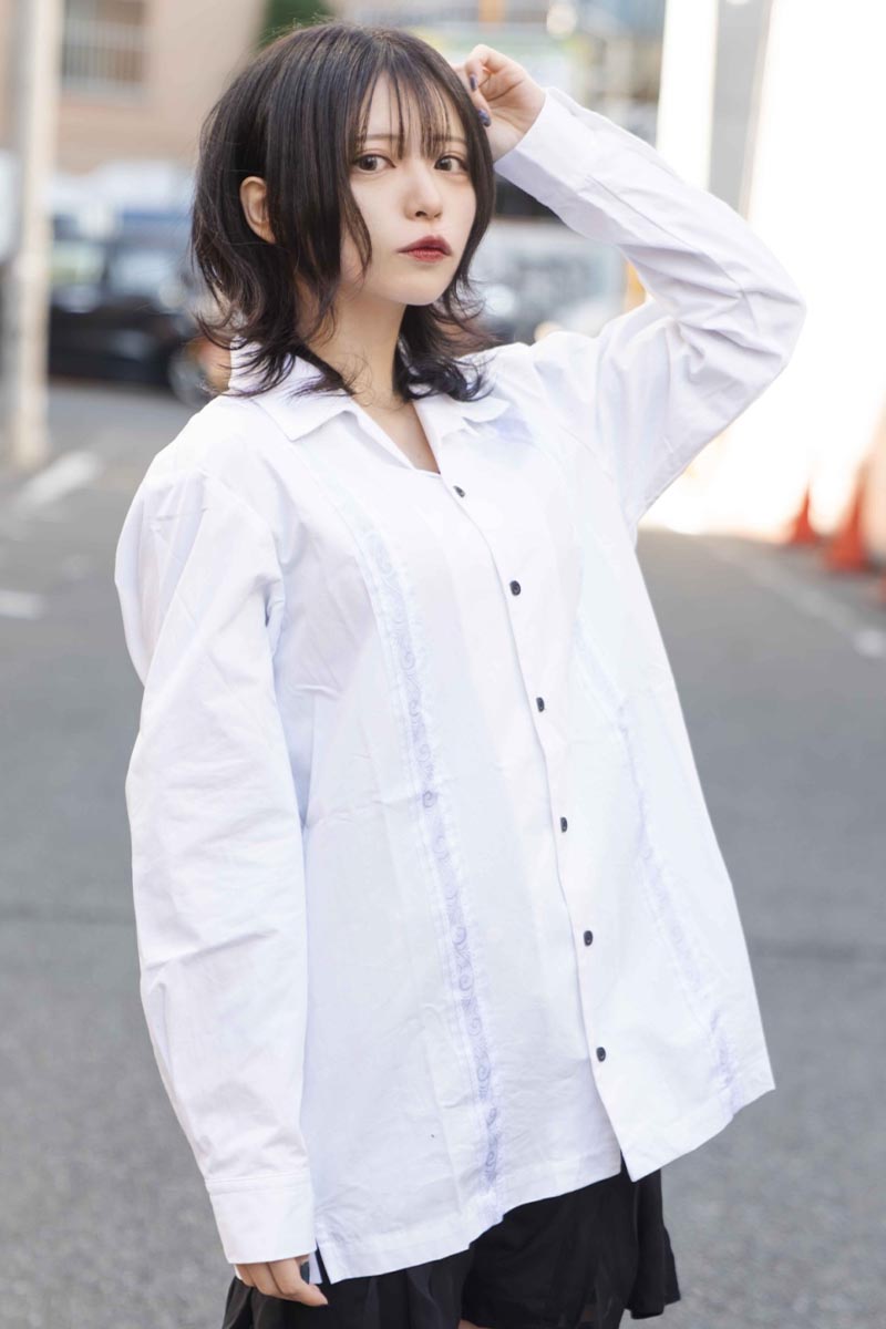 VIRGO  Middle Cuban shirt WHITE