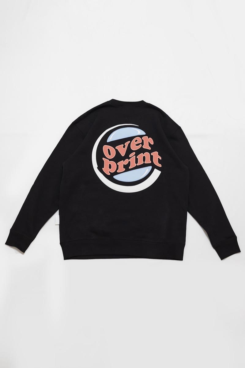 over print (オーバープリント) FOOD STAFF sweatshirt black