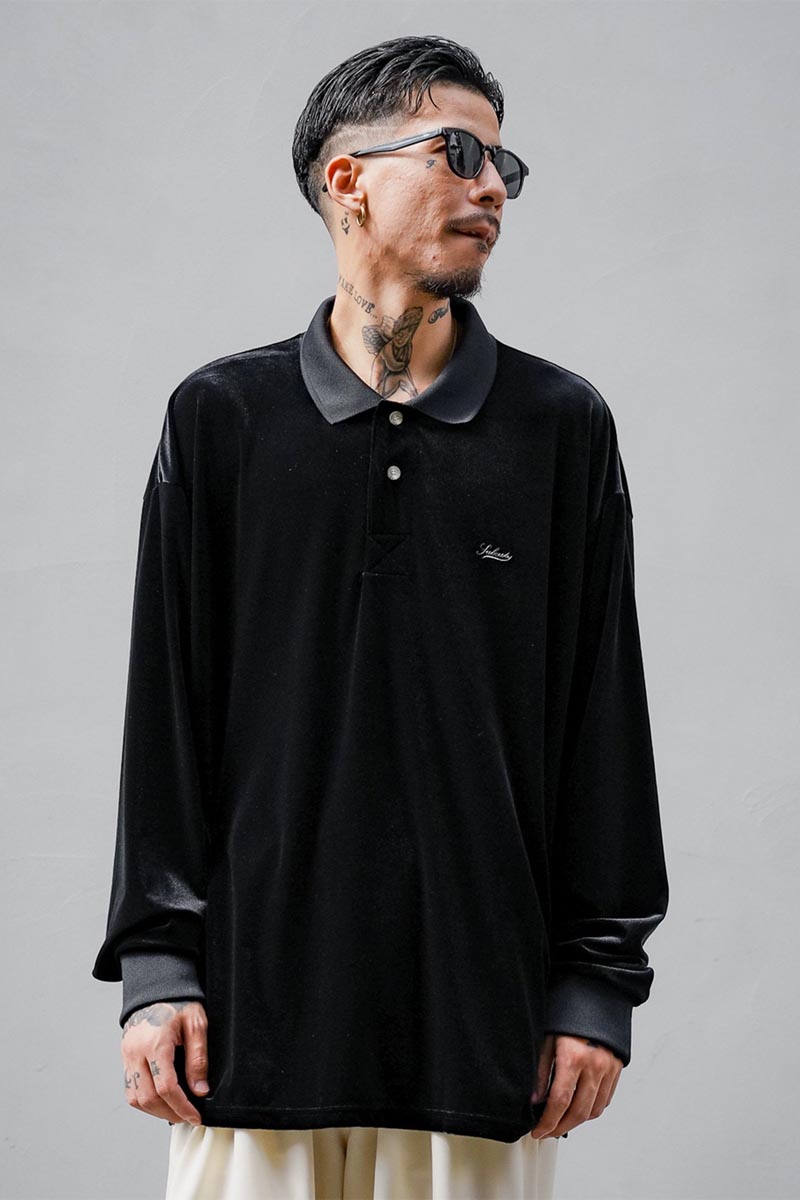 Subciety (サブサエティ) VELOUR RUGGER SHIRT BLACK