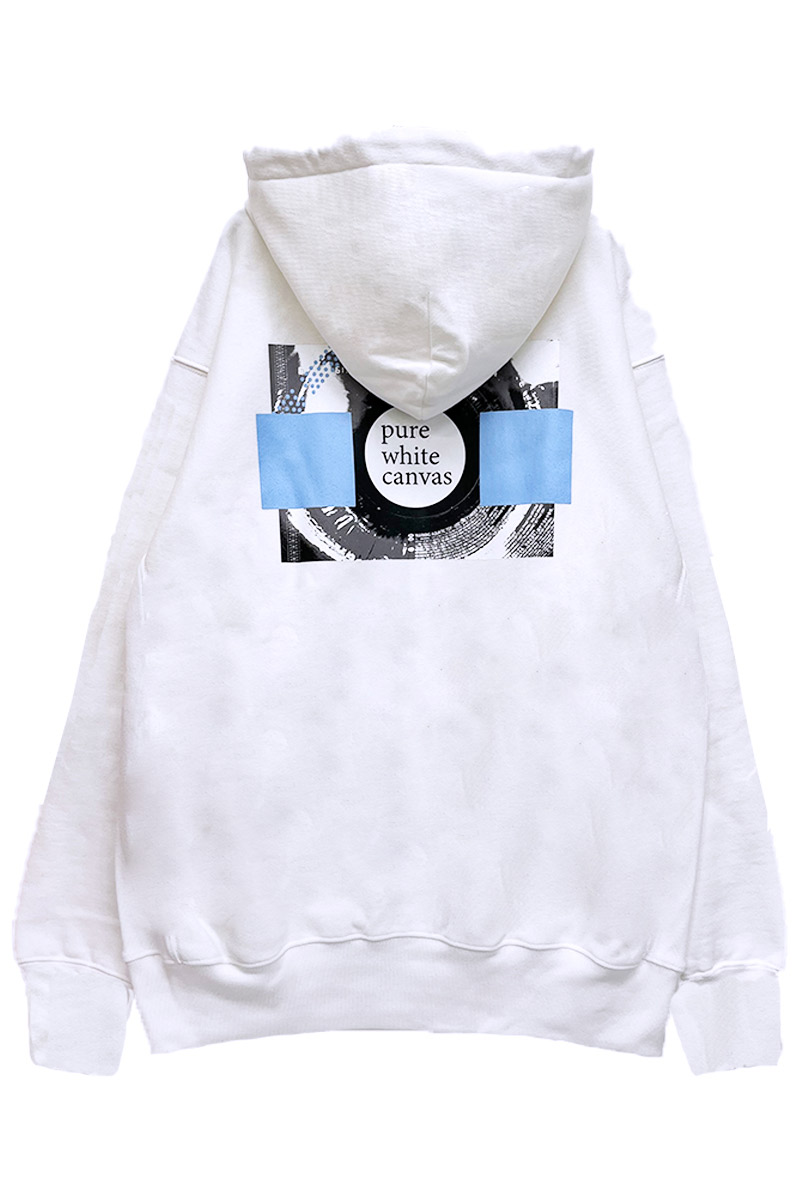 真っ白なキャンバス×GEKIROCK CLOTHING×over print PURE WHITE CANVAS Zip Hoodie WHITE