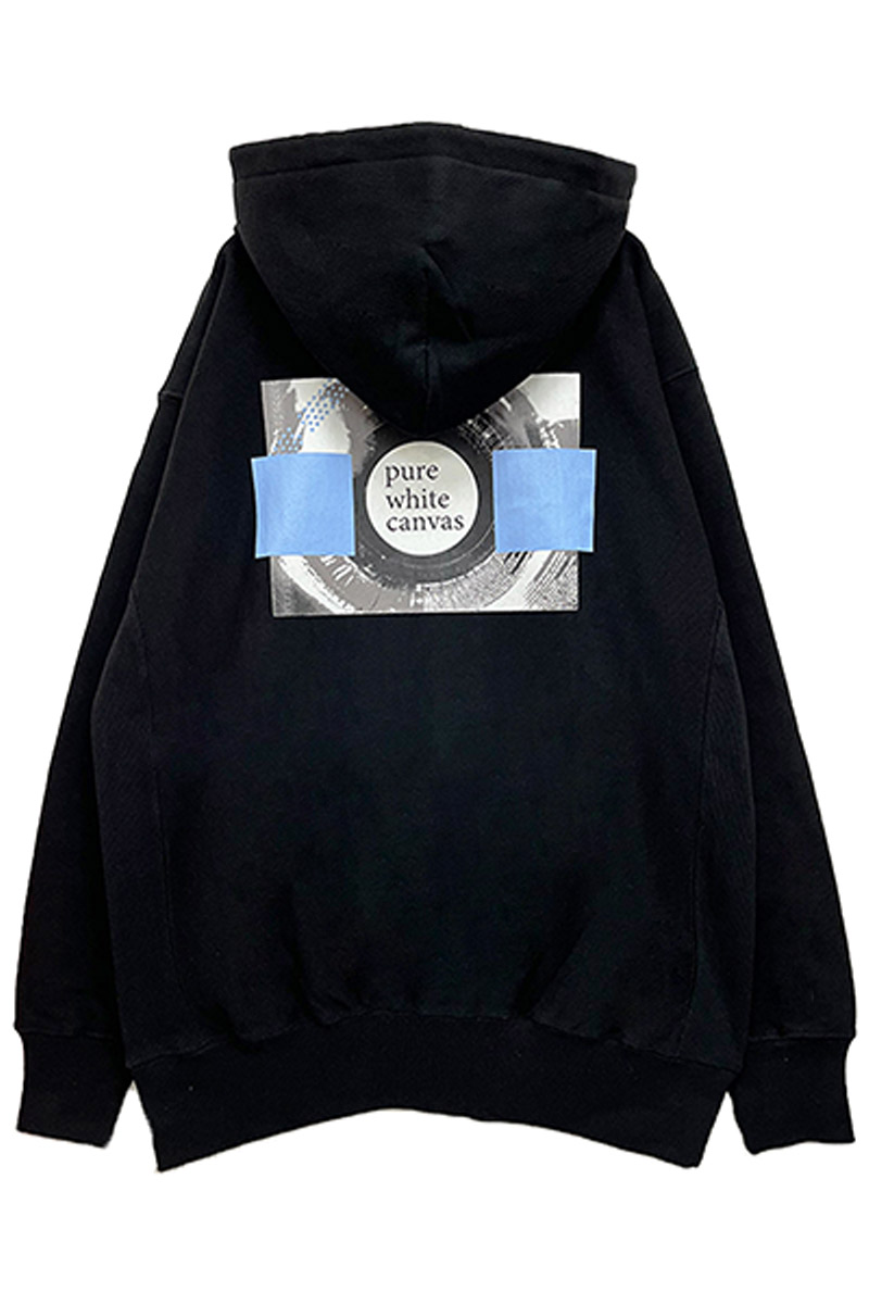 真っ白なキャンバス×GEKIROCK CLOTHING×over print PURE WHITE CANVAS Zip Hoodie BLACK
