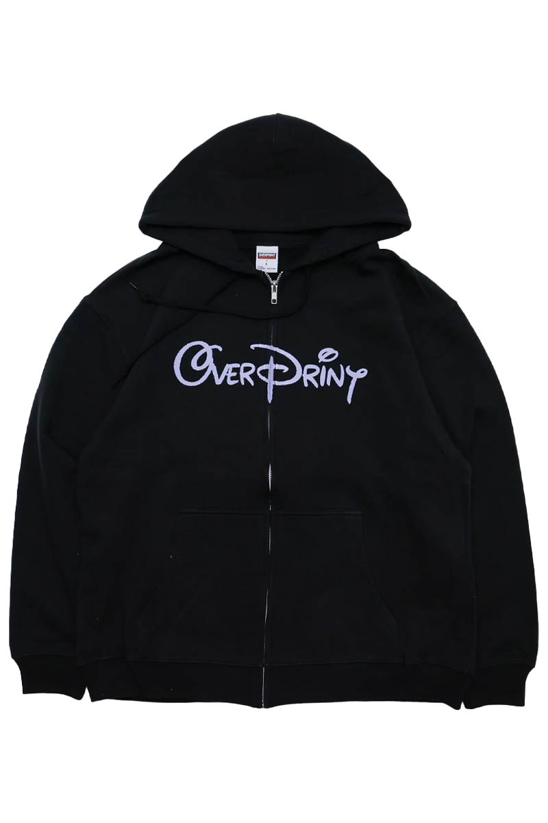 over print (オーバープリント) WONDER Zip Hoodie - Black