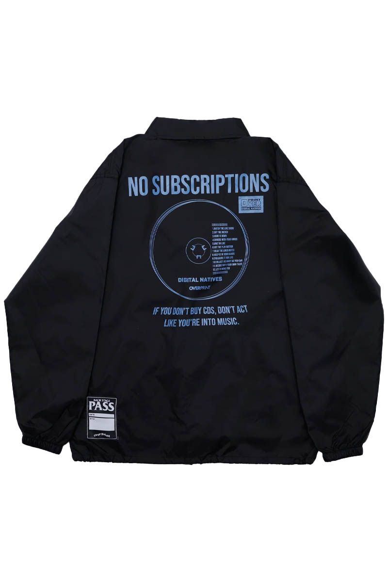 over print (オーバープリント) NO SUBSCRIPTIONS COACH JACKET - Black