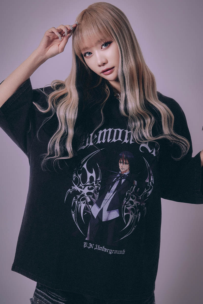 転生したらスライムだった件× P.N UNDERGROUND ティアブロ・ダメージTEE - Pigment Gray