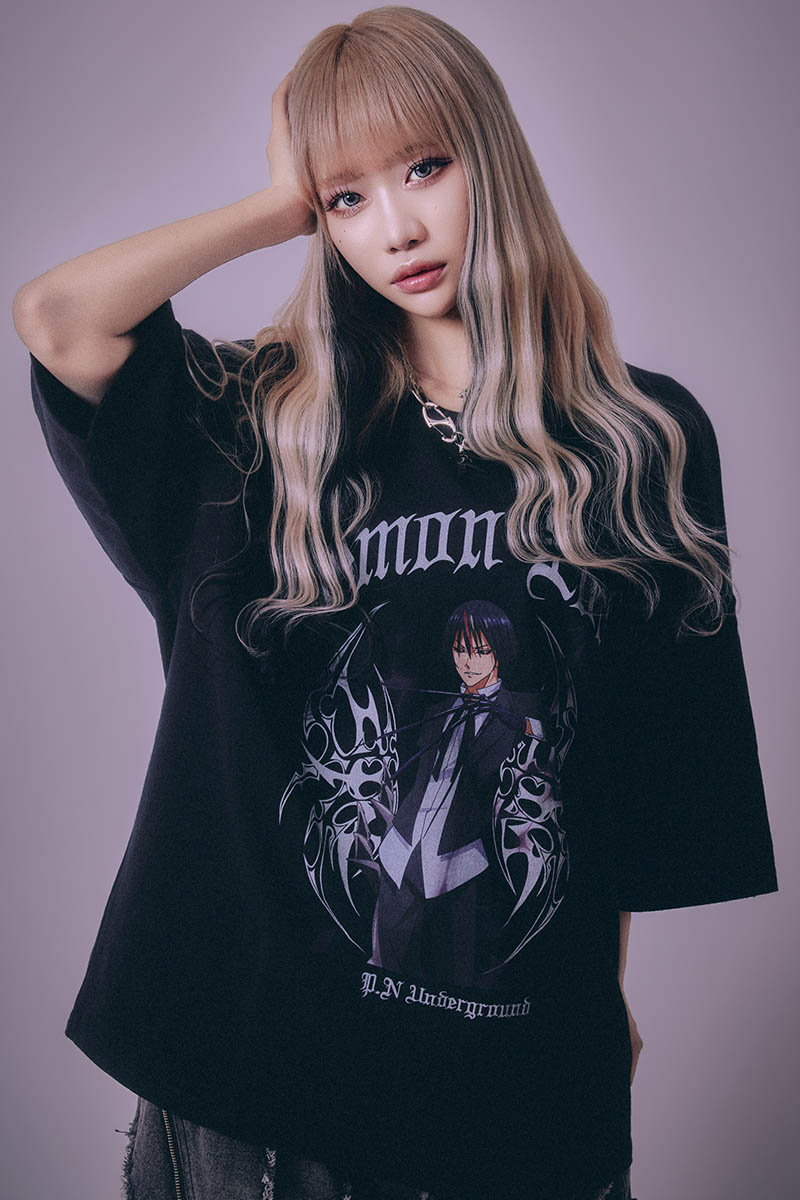 転生したらスライムだった件× P.N UNDERGROUND ティアブロ・ダメージTEE - Black