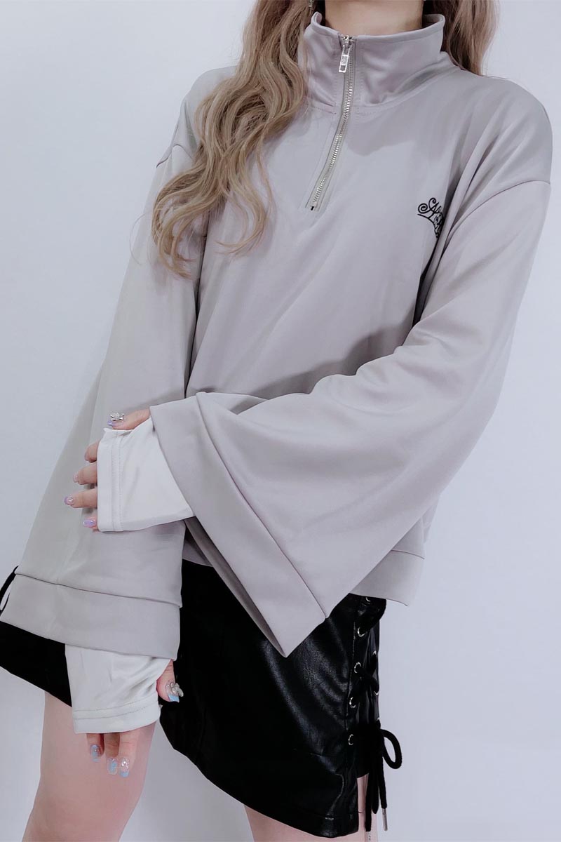 NieR (ニーア) WIDE SLEEVE HALF ZIP PULLOVER【指穴付き】