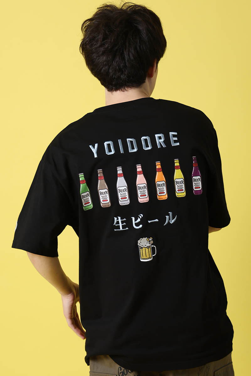 YOIDORE (ヨイドレ)  ビールで記憶無 S/S TEE - Black