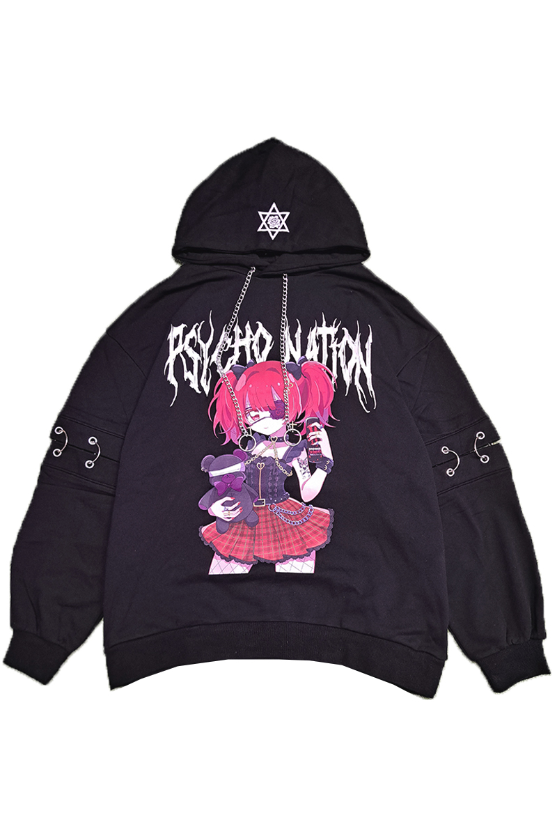 PSYCHO NATION(サイコネーション) ろろコラボパーカー BLACK