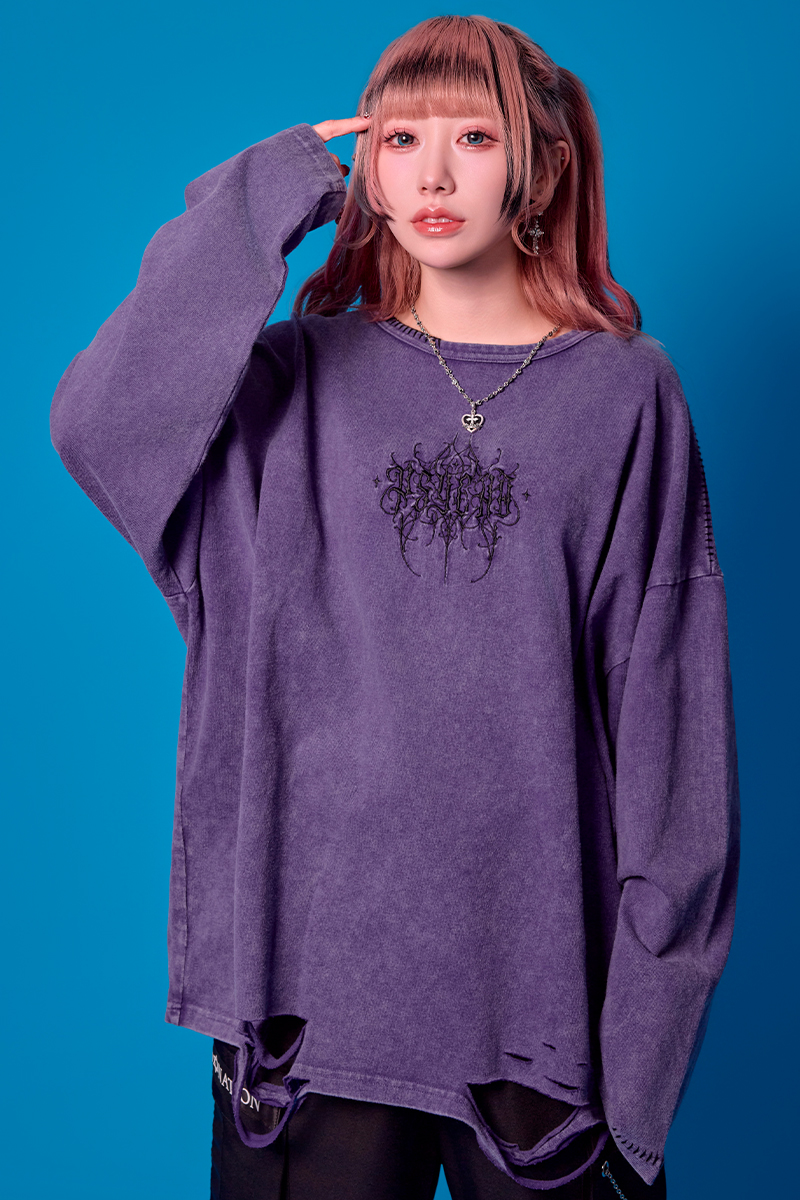 PSYCHO NATION(サイコネーション) ケミカルダメージTEE - Purple