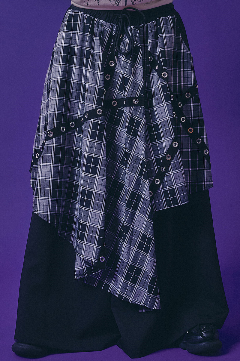 PSYCHO NATION(サイコ・ネーション) ハトメスカート袴パンツ - Check