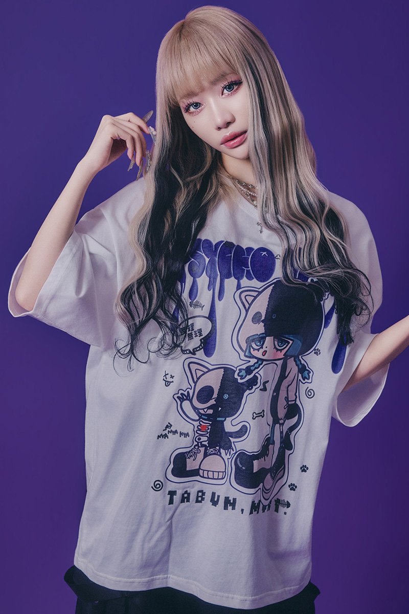 PSYCHO NATION(サイコ・ネーション) 木天蓼にゃん子TEE - White