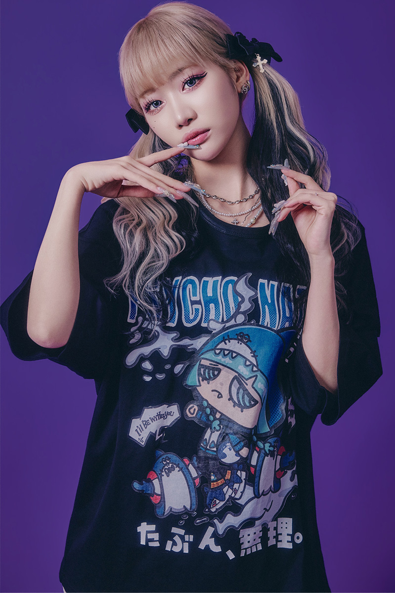 PSYCHO NATION(サイコ・ネーション) サメちゃんズTEE - Black