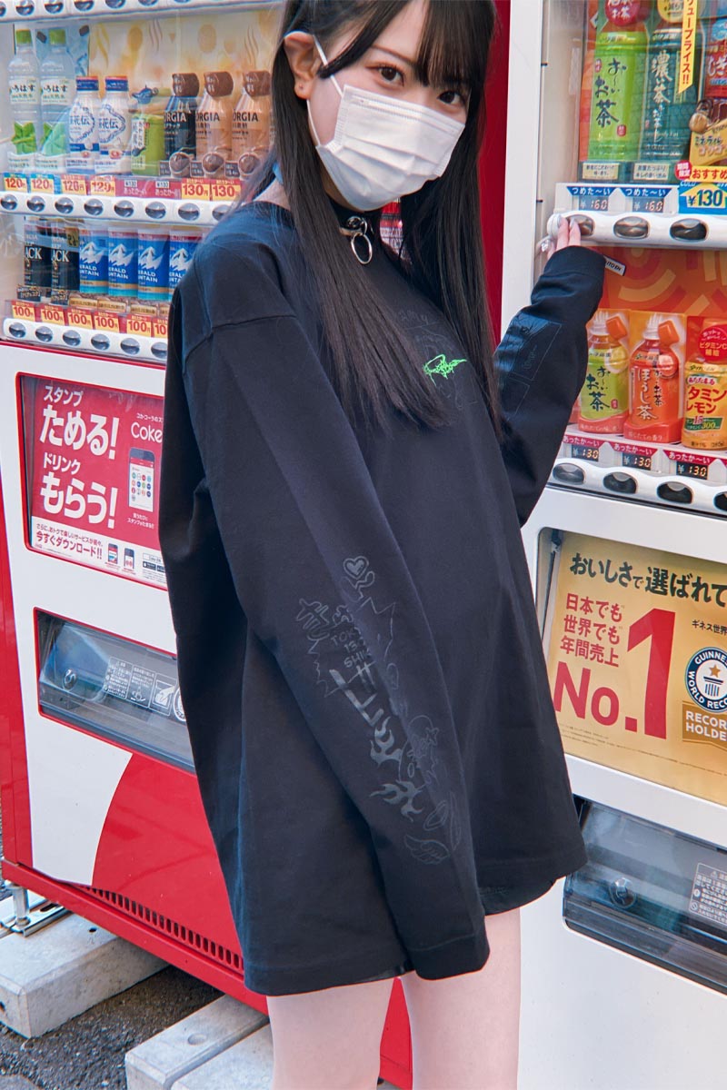 東京13零式 (トウキョウイチサンゼロシキ) Long sleeve T-shirt 鷽姫 Black