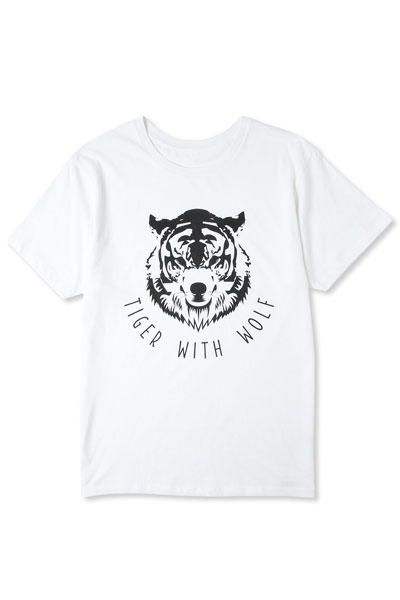 DIAWOLF TIGER WITH WOLF T-Shirt　WHITE