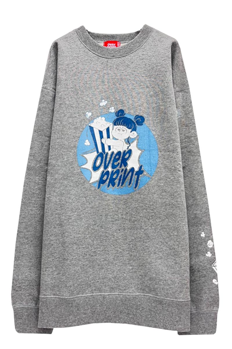 over print (オーバープリント) POP CORM sweatshirt heather gray