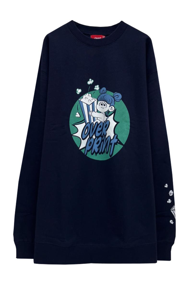 over print (オーバープリント) POP CORM sweatshirt navy