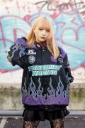 やね×GALFY (ガルフィー)×GEKIROCK CLOTHING やね走り屋ジャケット PURPLE