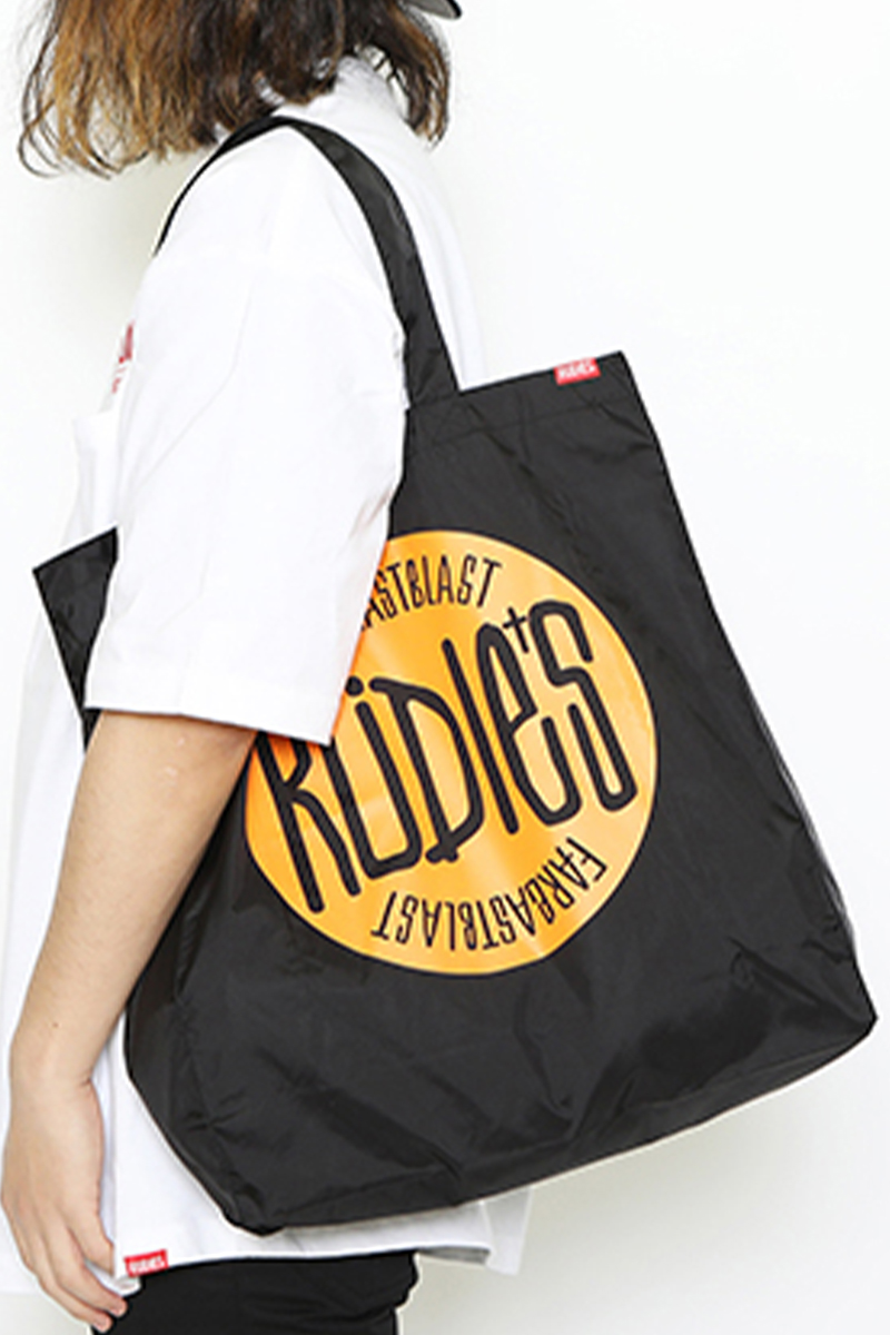 RUDIE'S (ルーディーズ) DRAWING SHOPPING BAG BLACK/ORANGE
