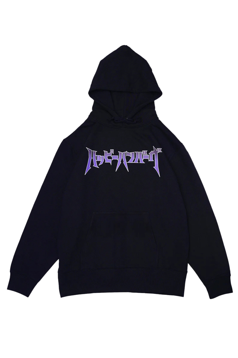 ハッピーハンバーグ ロックバンドロゴスウェットパーカー BLACK