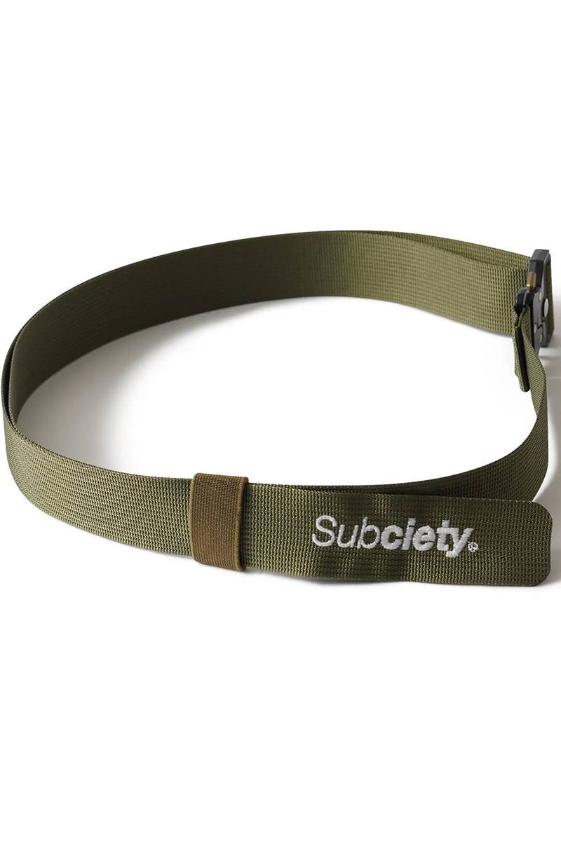 Subciety (サブサエティ) Metal buckle belt - Khaki
