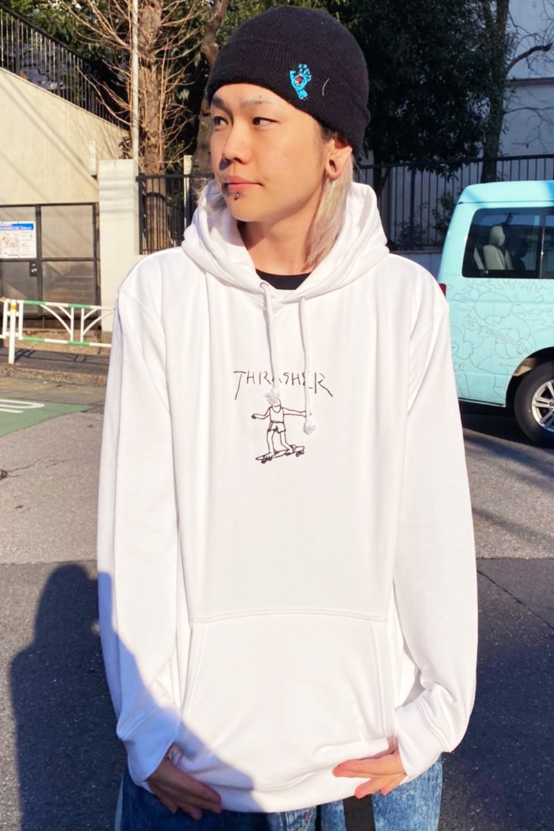 THRASHER (スラッシャー) TH8528PLGONZ HOODIE WHITE