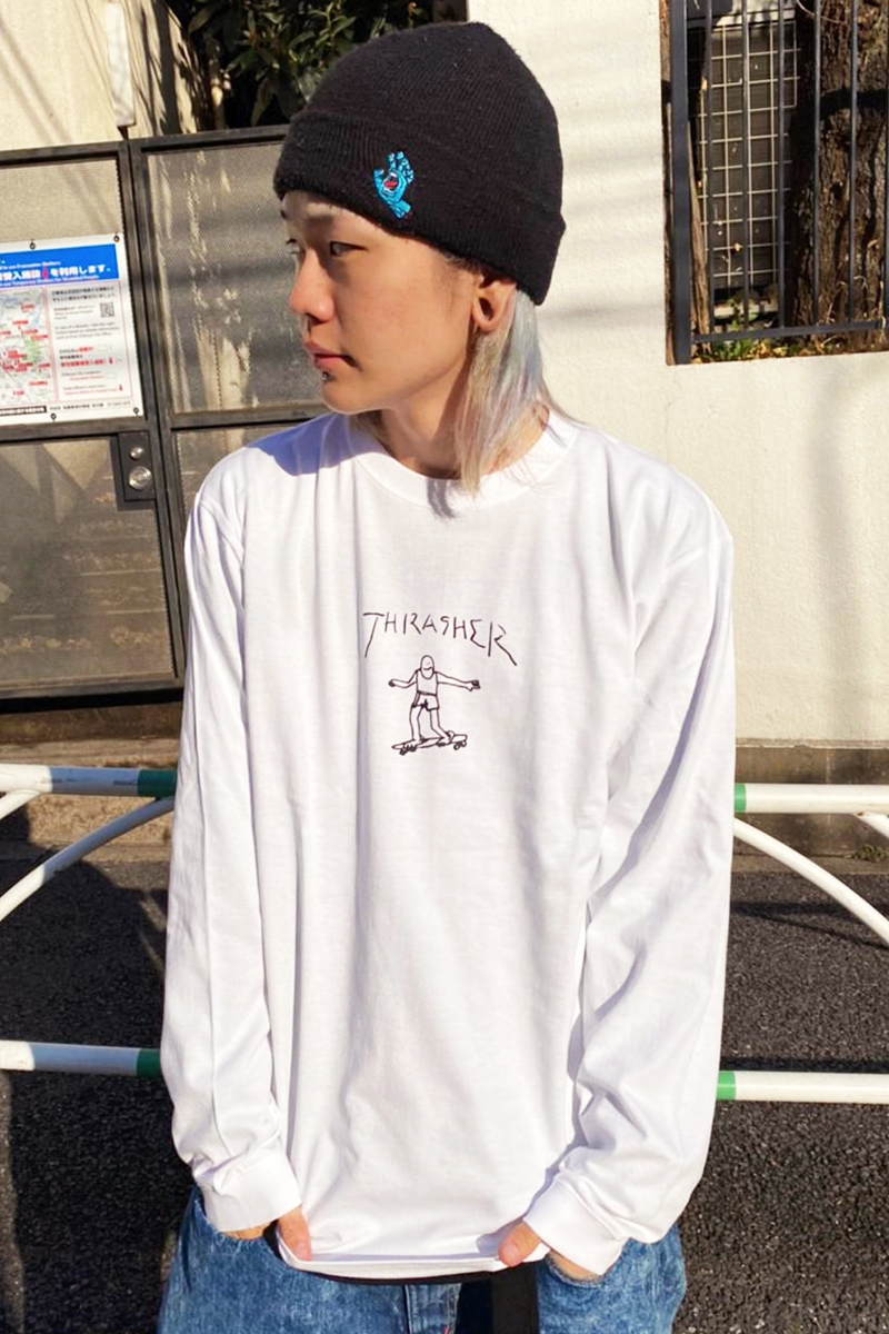 THRASHER (スラッシャー) TH8328 GONZ L/S T-SHIRT WHITE