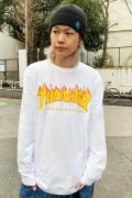 THRASHER (スラッシャー) TH93130 FLAME LOGO L/S T-SHIRT WHITE