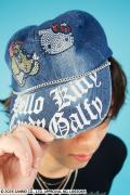 ハローキティ×GALFY(ガルフィー) キラキラデニムキャップ - Indigo
