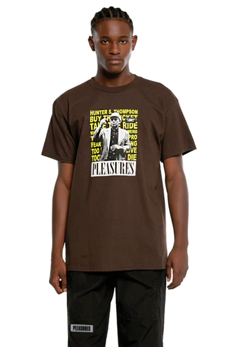 PLEASURES(プレジャーズ) NO SMOKING T-SHIRT　BROWN