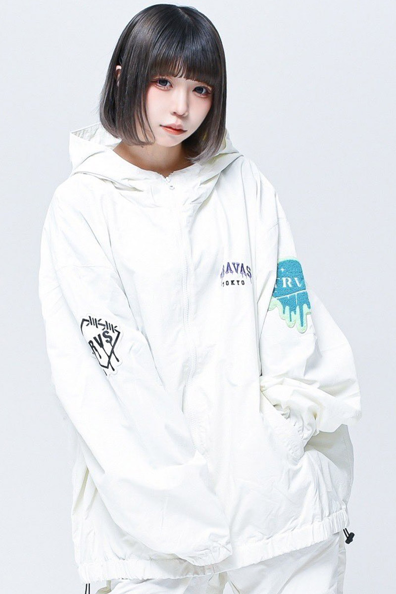 TRAVAS TOKYO【トラバストーキョー】 Patch nylon hoodie WHITE