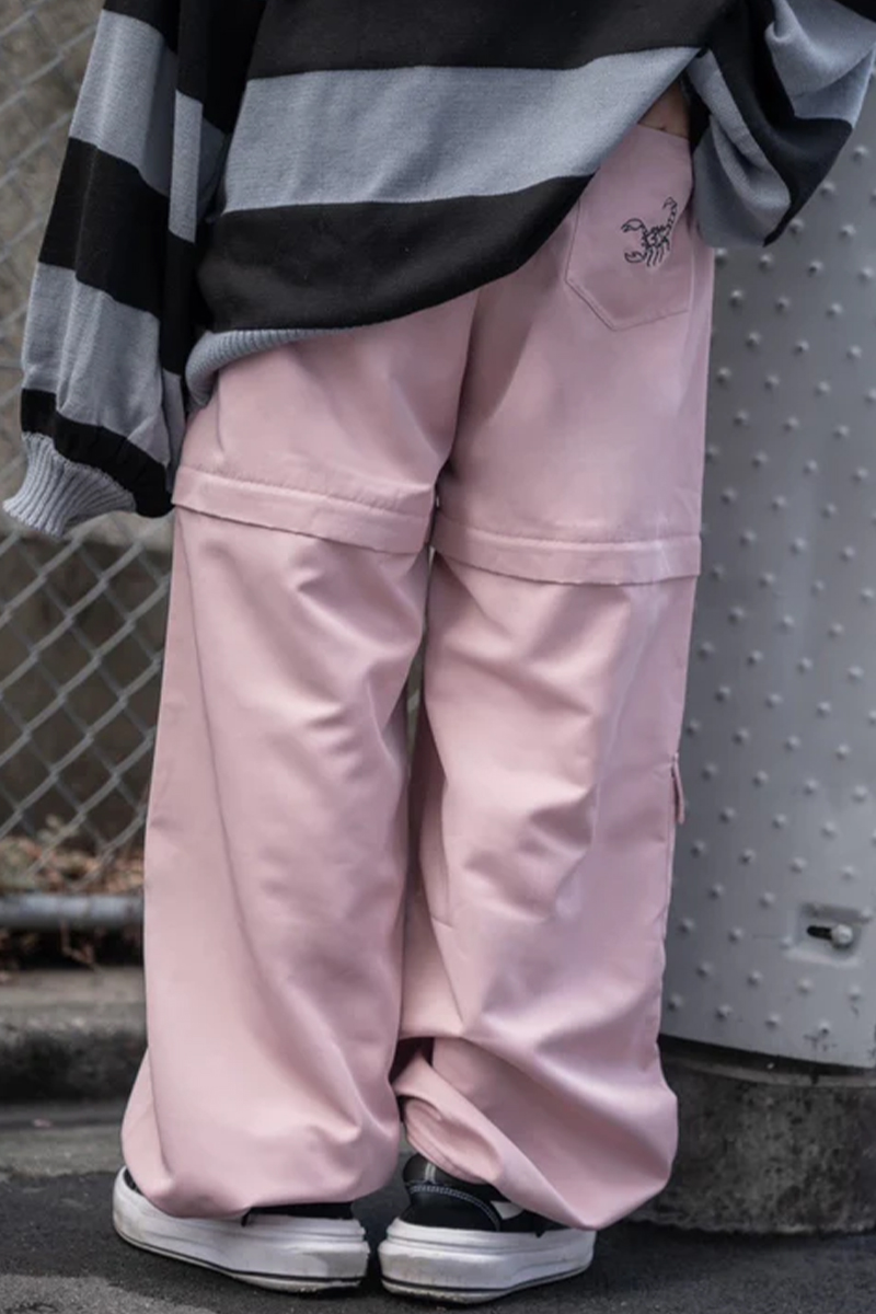 gibous (ギボス) scorpion zipper cargo trousers pink