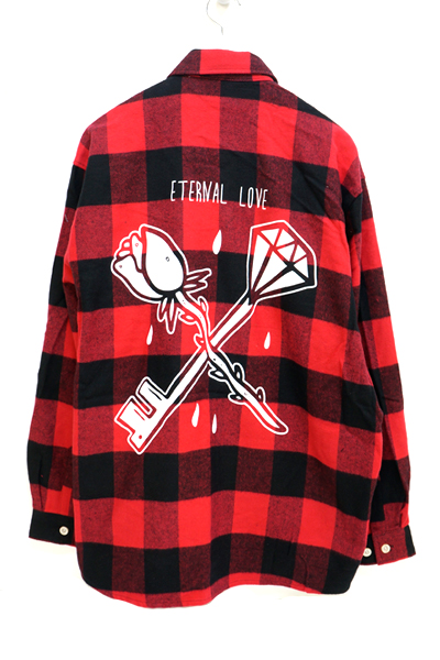 STAY SICK CLOTHING Eternal Love Red/Black Flannel Shirt