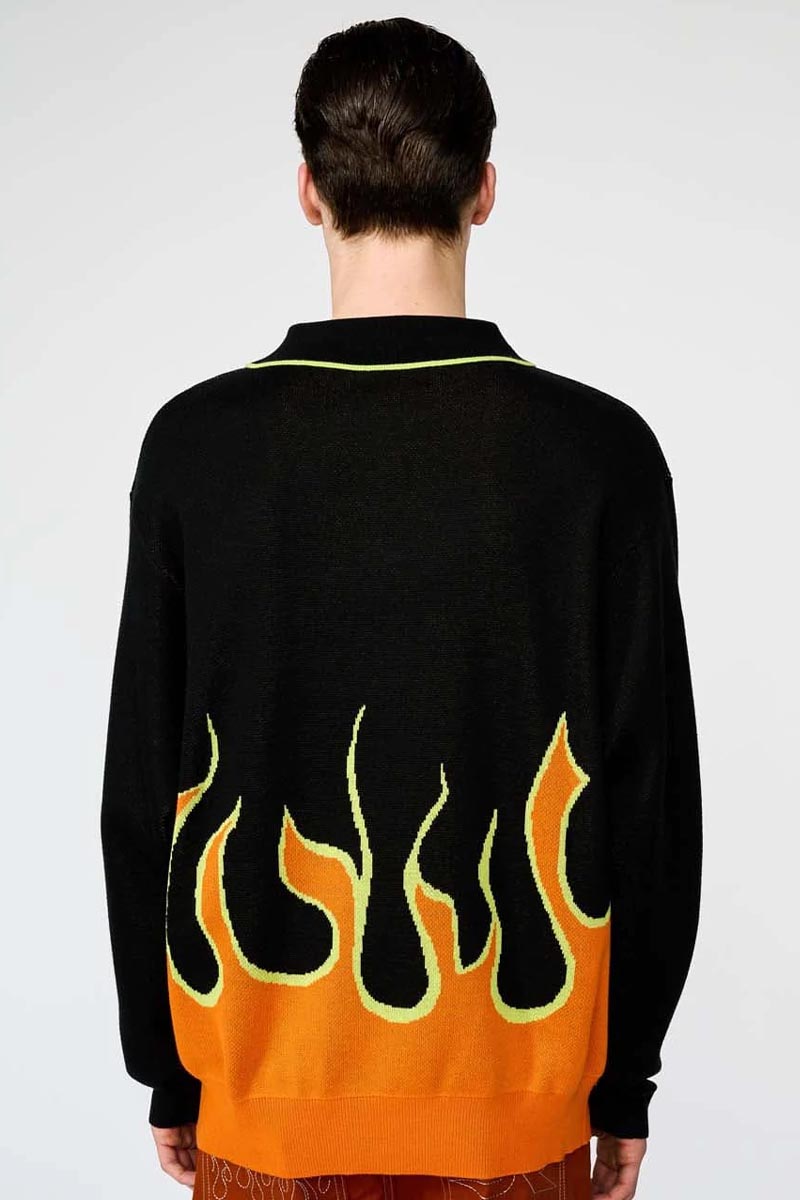 SUPPLIER (サプライヤー) FIRE PATTERN HALF ZIP KNIT BLACK SUPPLIER (サプライヤー) FIRE PATTERN HALF ZIP KNIT BLACK