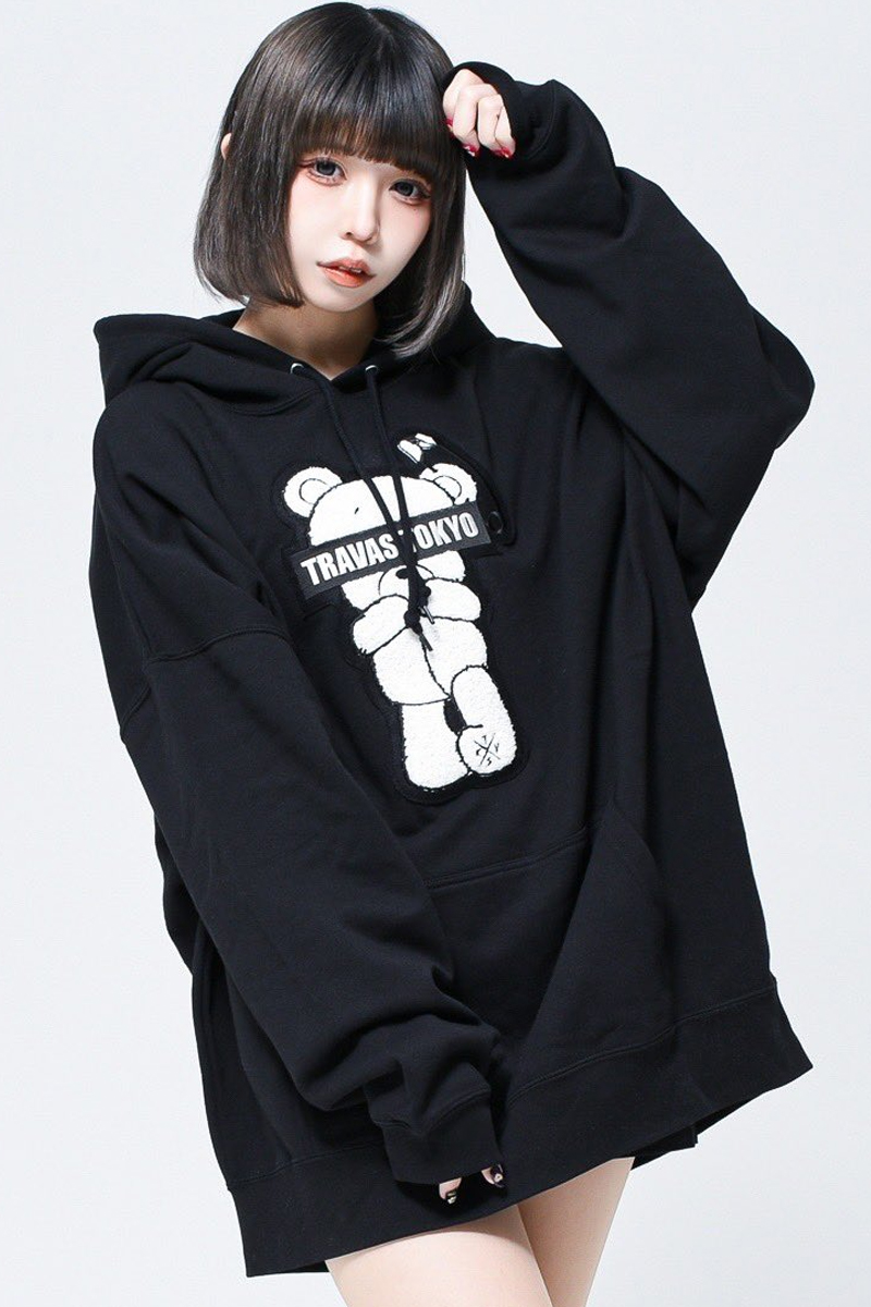 TRAVAS TOKYO【トラバストーキョー】 Lil bear hoodie BLACK