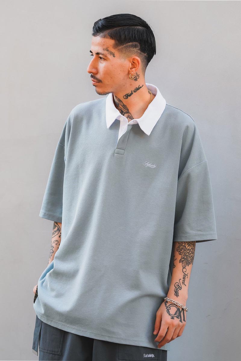 Subciety (サブサエティ) BIG SILHOUETTE RUGGER SHIRT BLUE